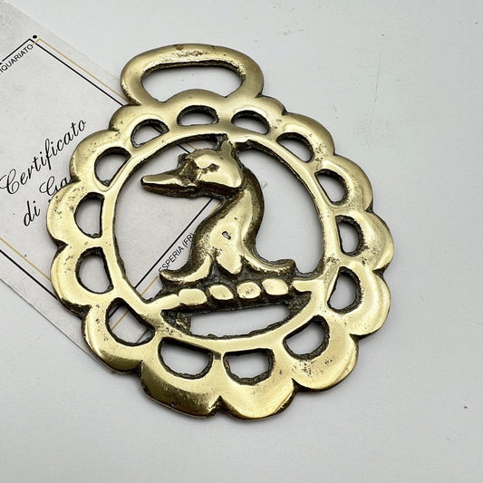 Antico fregio in ottone bronzo elemento decorativo Medaglione epoca Segnaposto Categoria  Finimenti per cavalli