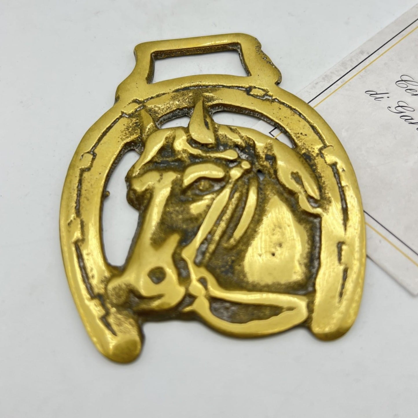 Antico fregio medaglione in ottone bronzo decorazione Finimento per Cavallo Categoria  Finimenti per cavalli