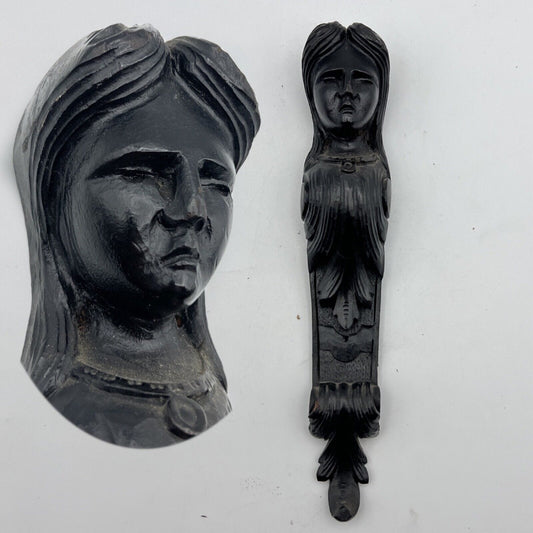 Antico intaglio decorativo Fregio in legno con volto di donna d' epoca 800 art 3 Categoria  Cimase-Fregi-Intagli in legno
