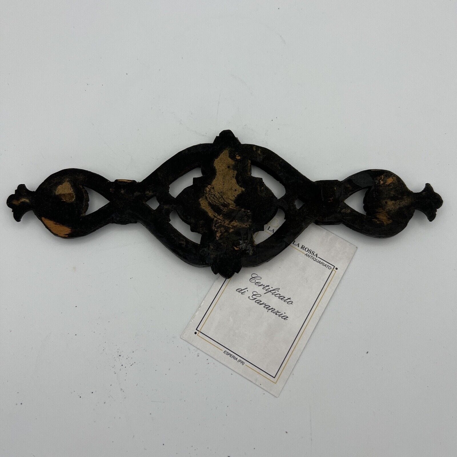 Antico intaglio elemento decorativo Fregio in legno nero d' epoca 800 restauro Categoria  Cimase-Fregi-Intagli in legno