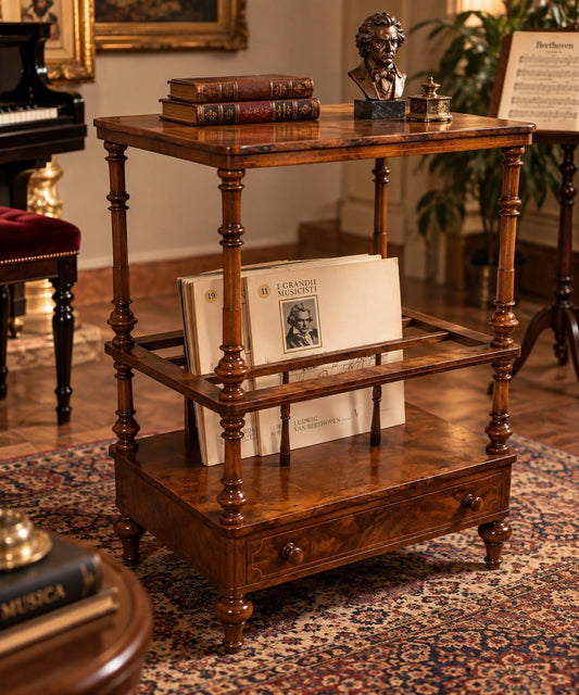 Antico Mobiletto Canterbury Porta Riviste Spartiti Musicali epoca '800 Inglese Categoria  Vetrine