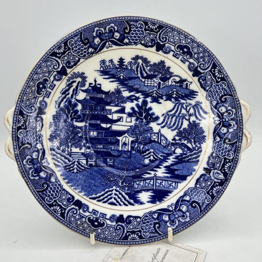Antico Piatto da portata vassoio colore bianco e blu decoro Willow 1930 Inglese Categoria  Piatti Vassoio