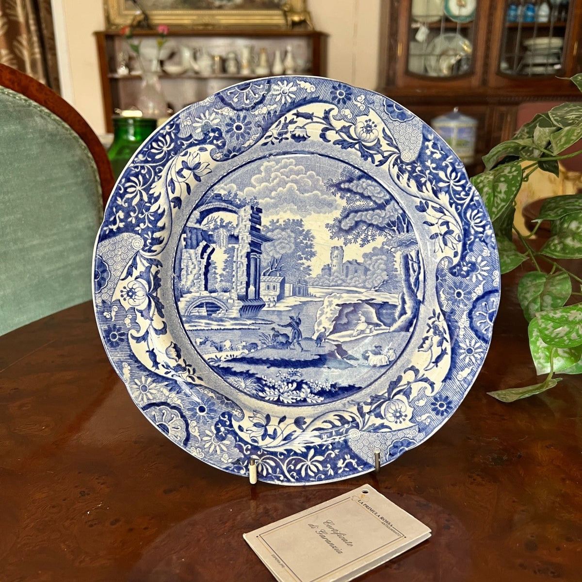 Antico Piatto decoro Blu epoca 800 inglese in ceramica terraglia da parete muro Categoria  Piatti e Piattini