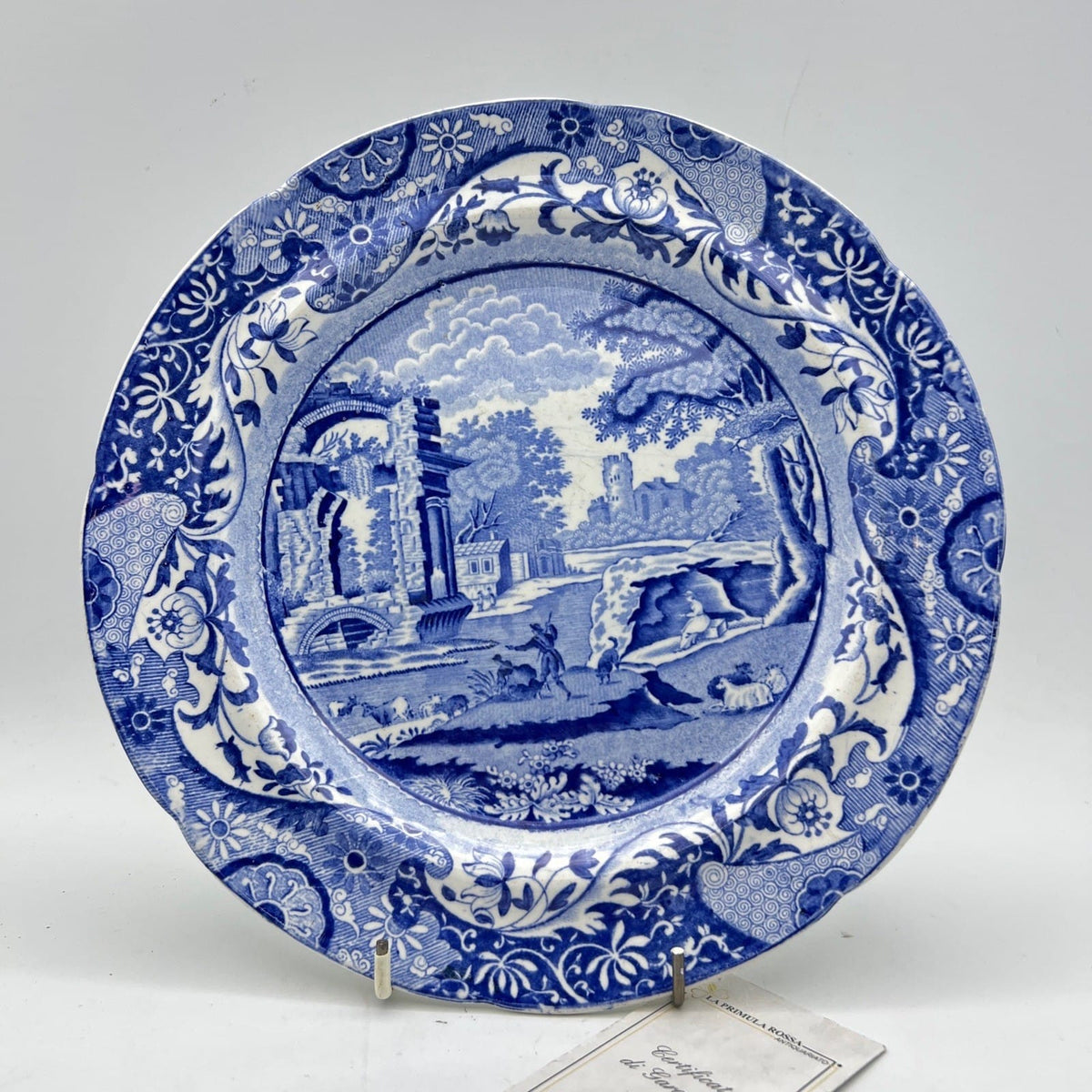 Antico Piatto decoro Blu epoca 800 inglese in ceramica terraglia da parete muro Categoria  Piatti e Piattini