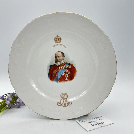 Antico piatto in porcellana Inglese Re Edoardo VII Casa Reale commemorativo 1902 Categoria  Arte e antiquariato:Porcellana e ceramica:Altro porcellana e ceramica