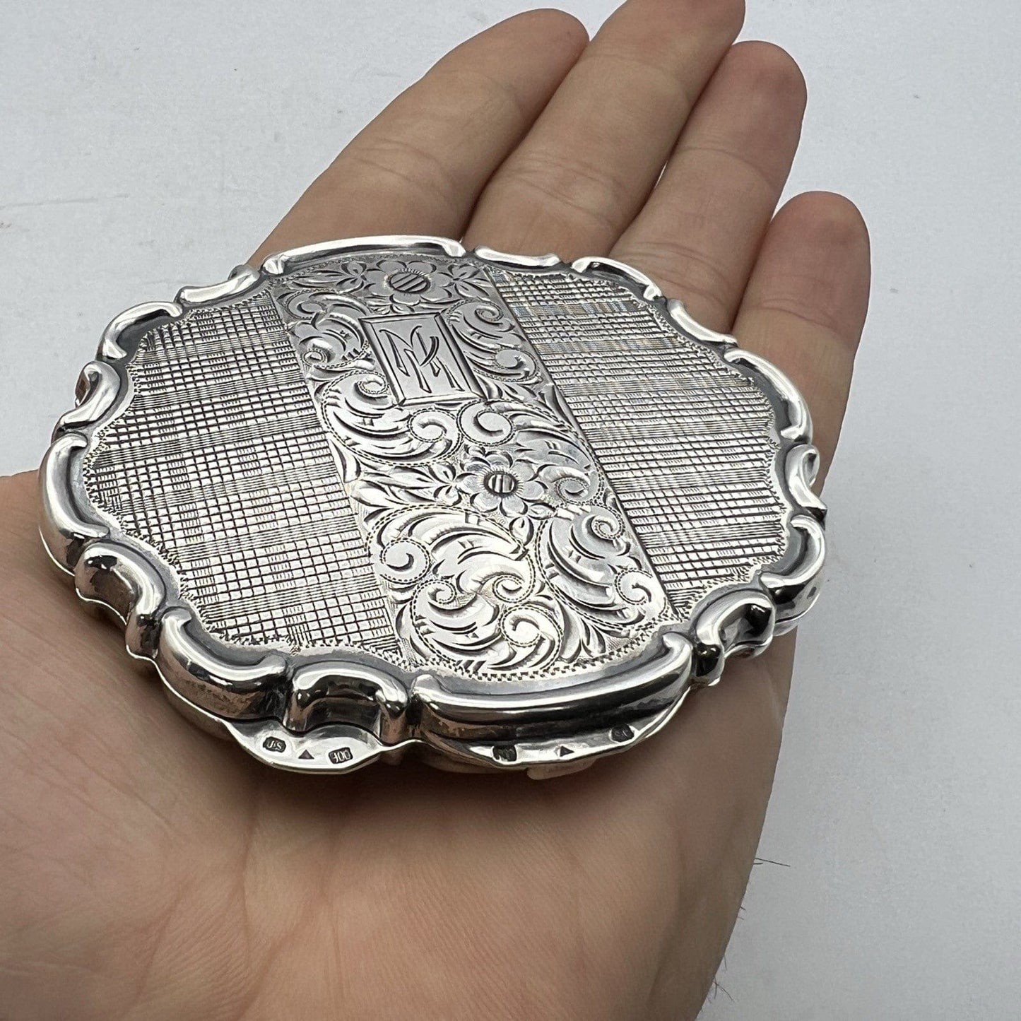 Antico Portacipria in Argento 900 inciso Vintage Cofanetto Porta Cipria Inglese Categoria  Portacipria