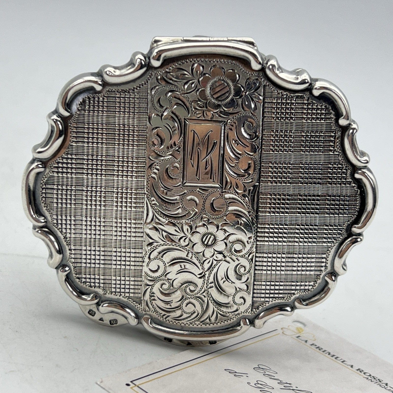 Antico Portacipria in Argento 900 inciso Vintage Cofanetto Porta Cipria Inglese Categoria  Portacipria