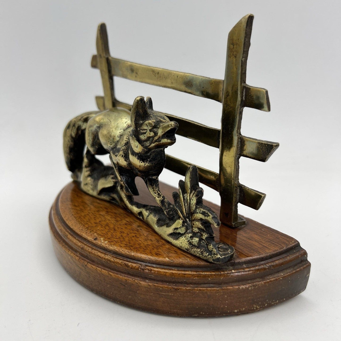 Antico Portalettere In Legno Ottone Da Tavolo Porta Corrispondenza D'epoca Volpe Categoria  altro