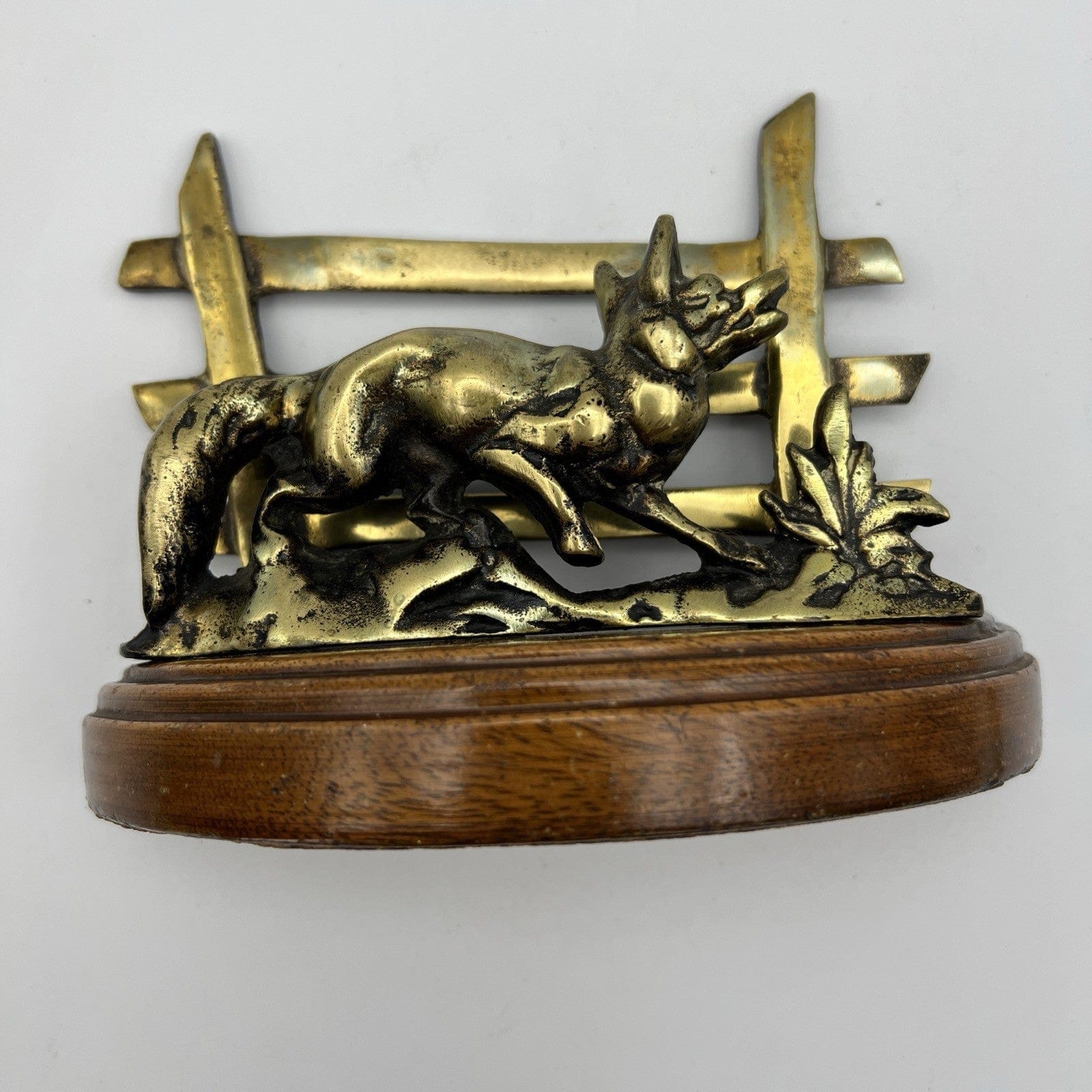 Antico Portalettere In Legno Ottone Da Tavolo Porta Corrispondenza D'epoca Volpe Categoria  altro