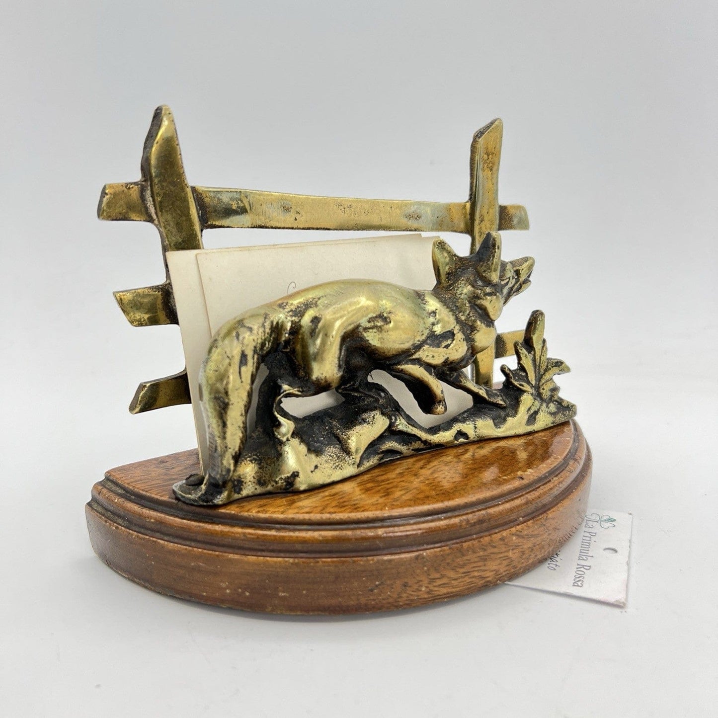 Antico Portalettere In Legno Ottone Da Tavolo Porta Corrispondenza D'epoca Volpe Categoria  altro