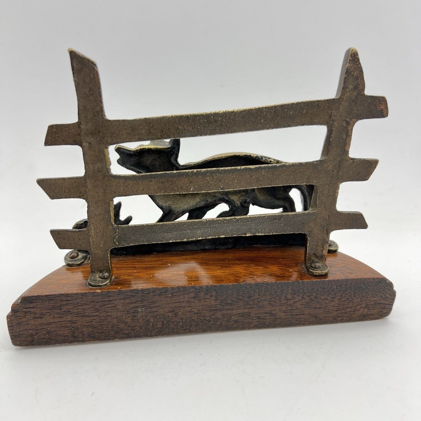 Antico Portalettere In Legno Ottone Da Tavolo Porta Corrispondenza D'epoca Volpe Categoria  altro