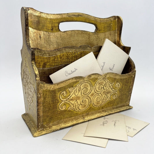 Antico portalettere in legno porta posta portadocumenti da scrivania oro Barocco Categoria  Accessori scrivania e ufficio