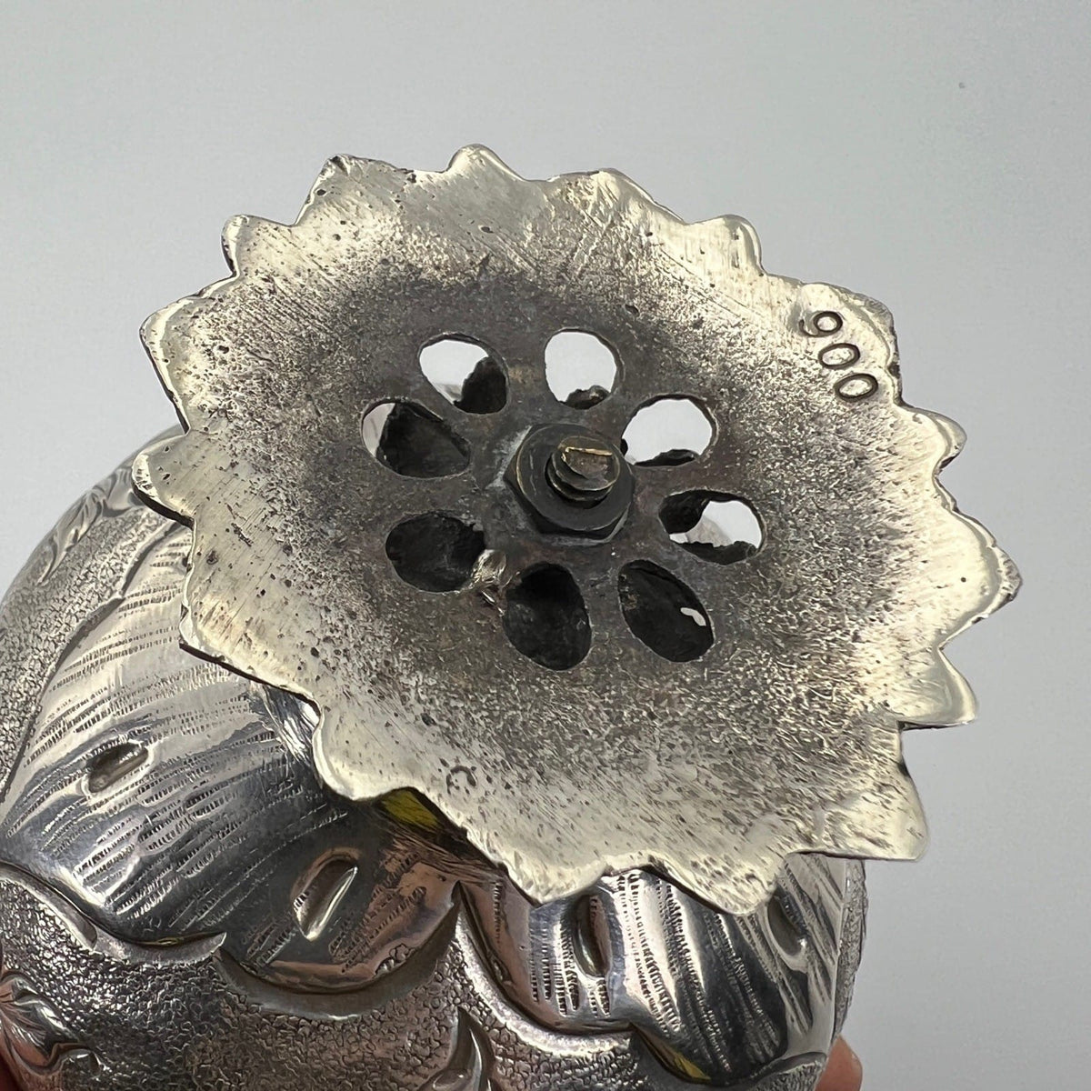 Antico profumatore Turco irrigatore per acqua di rose in argento massiccio 900 Categoria  Sheffield & Argento