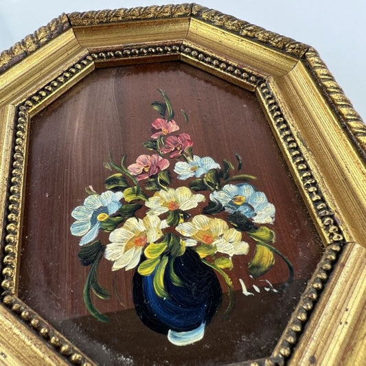 Antico quadretto Dipinto di Fori su rame quadro oro vintage miniatura firmata Categoria  Quadri