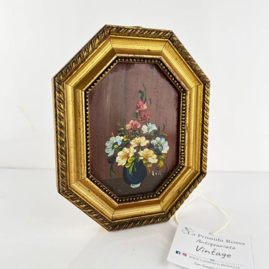 Antico quadretto Dipinto di Fori su rame quadro oro vintage miniatura firmata Categoria  Quadri