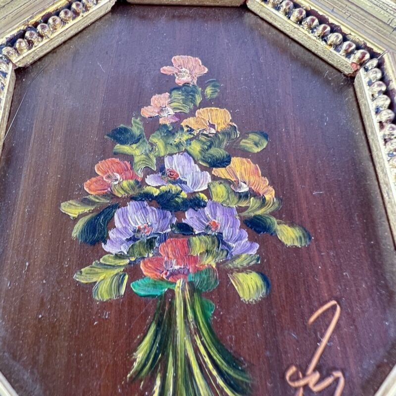Antico quadretto Dipinto natura morta su rame quadro vintage miniatura firmata Categoria  Quadri