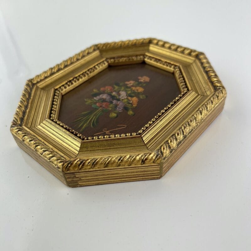 Antico quadretto Dipinto natura morta su rame quadro vintage miniatura firmata Categoria  Quadri