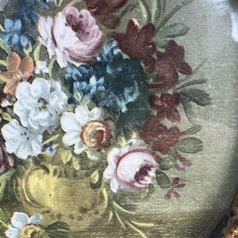 Antico quadretto stile barocco cornice legno e oro vintage in miniatura fiori Categoria  Quadri