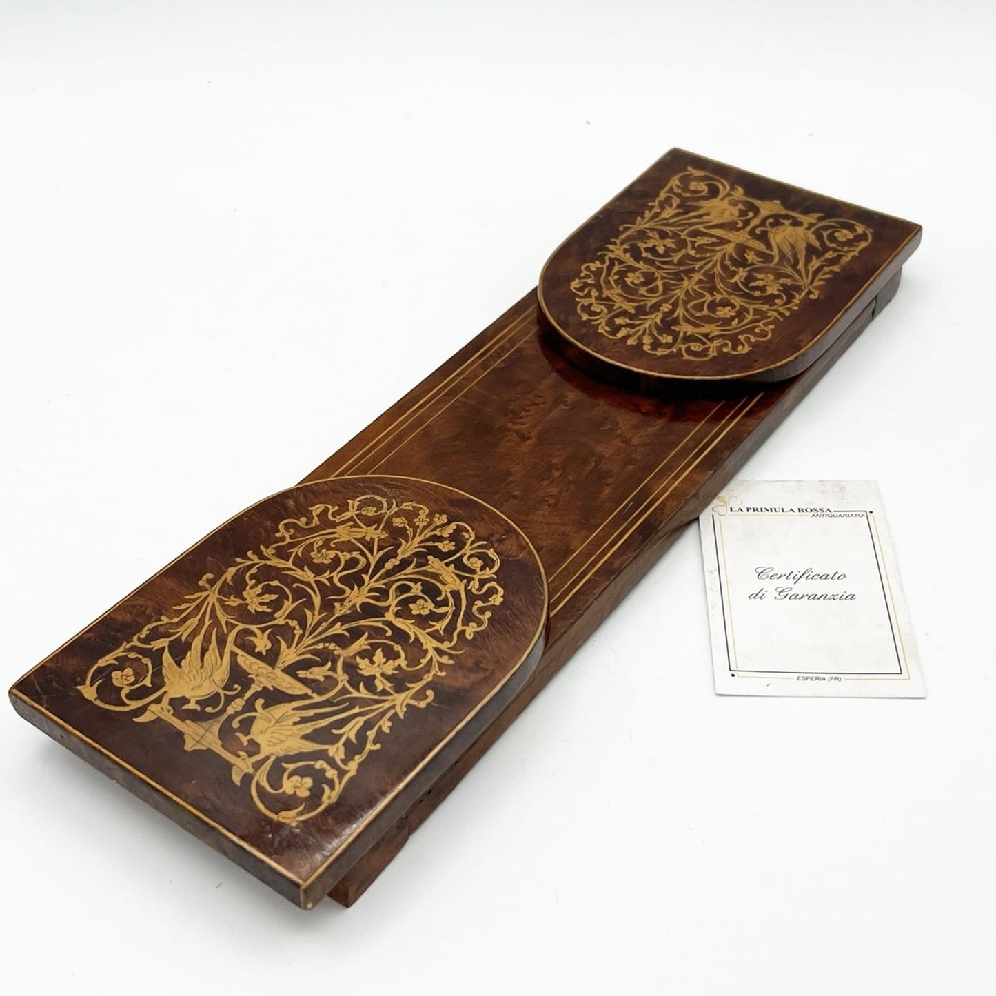 Antico Reggilbri Sorrentino fermalibri estensibile regolabile legno intarsiato Categoria  Accessori scrivania e ufficio