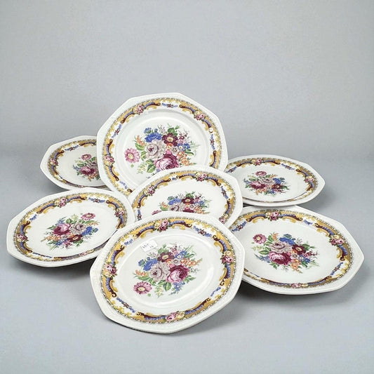 Antico servizio di piatti piattini in porcellana Stile Limoges decoro fiori oro Categoria  Piatti e Piattini