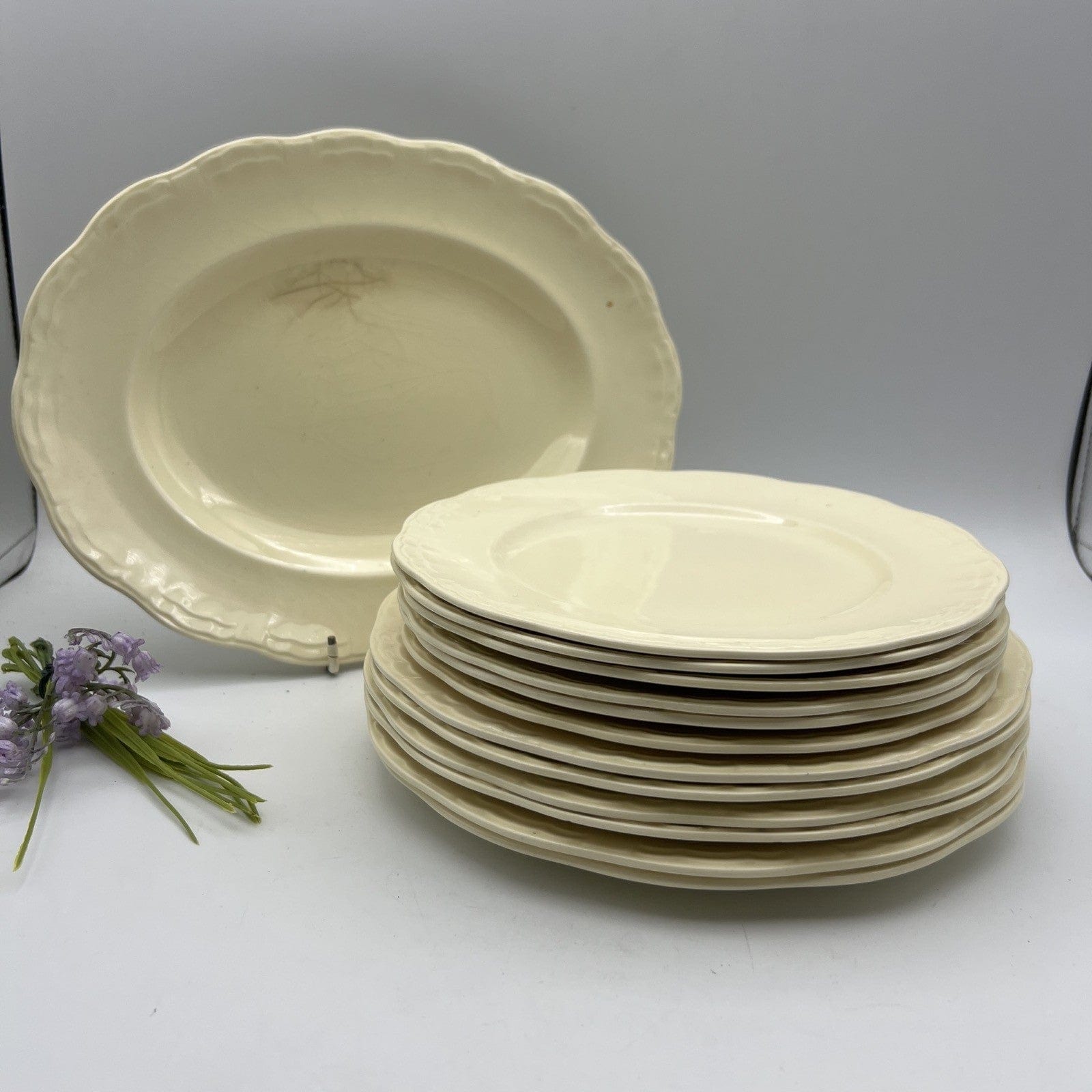 Antico servizio set di piatti color crema Inglese Anni '30 per 6 piatto portata Categoria  Zuppiere