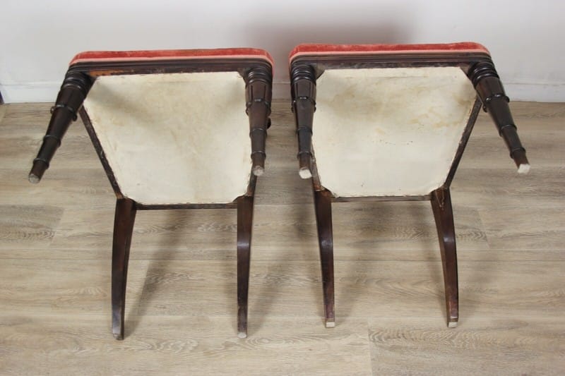 Antico Set Coppia di sedie sedia inglese in mogano vittoriane epoca 800 Categoria  Sedie