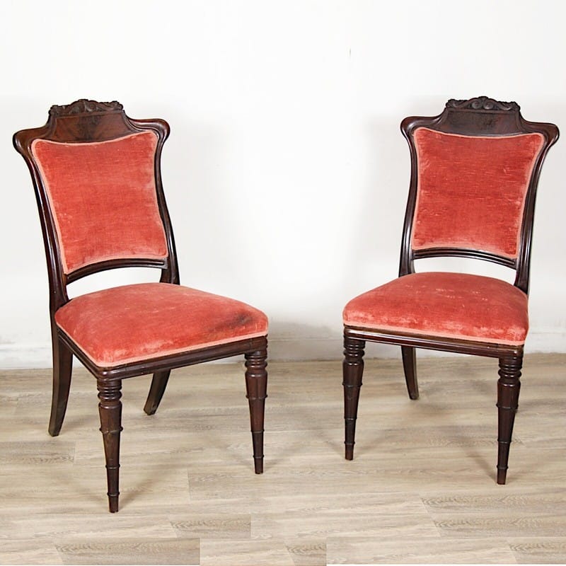 Antico Set Coppia di sedie sedia inglese in mogano vittoriane epoca 800 Categoria  Sedie