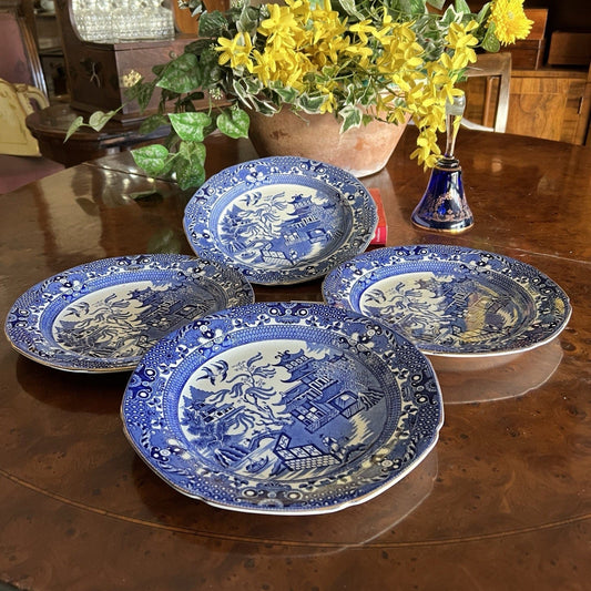 Antico Set di Piatti piani da portata in ceramica inglese bianco blu Old Willow Categoria  Piatti e Piattini