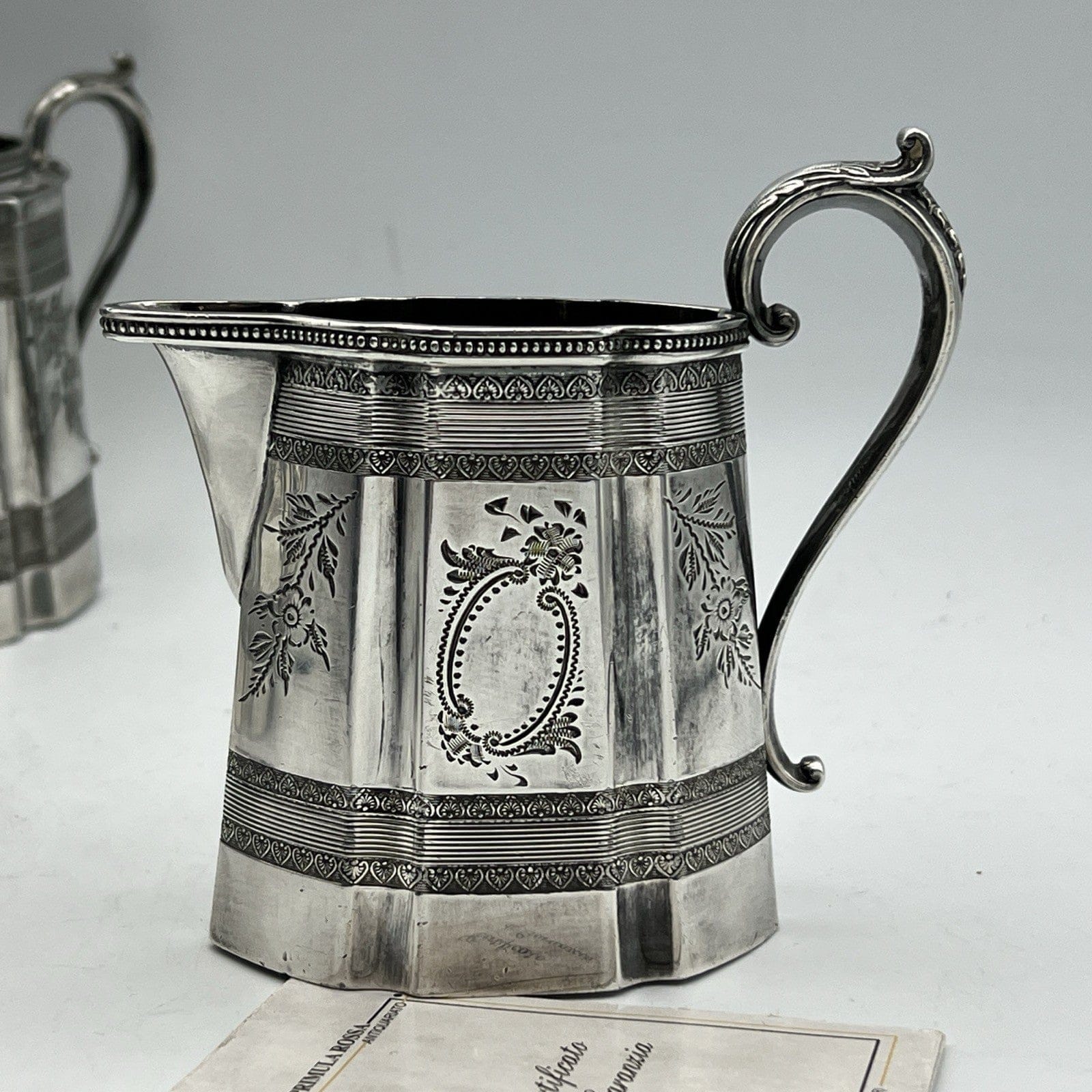 Antico Set in argento Sheffield da the tè Teiera Zuccheriera Lattiera epoca 800 Categoria  Sheffield & Argento