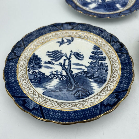 Antico Set Piattini in ceramica inglese royal doulton bianco blu old Willow 1920 Categoria  Piatti e Piattini