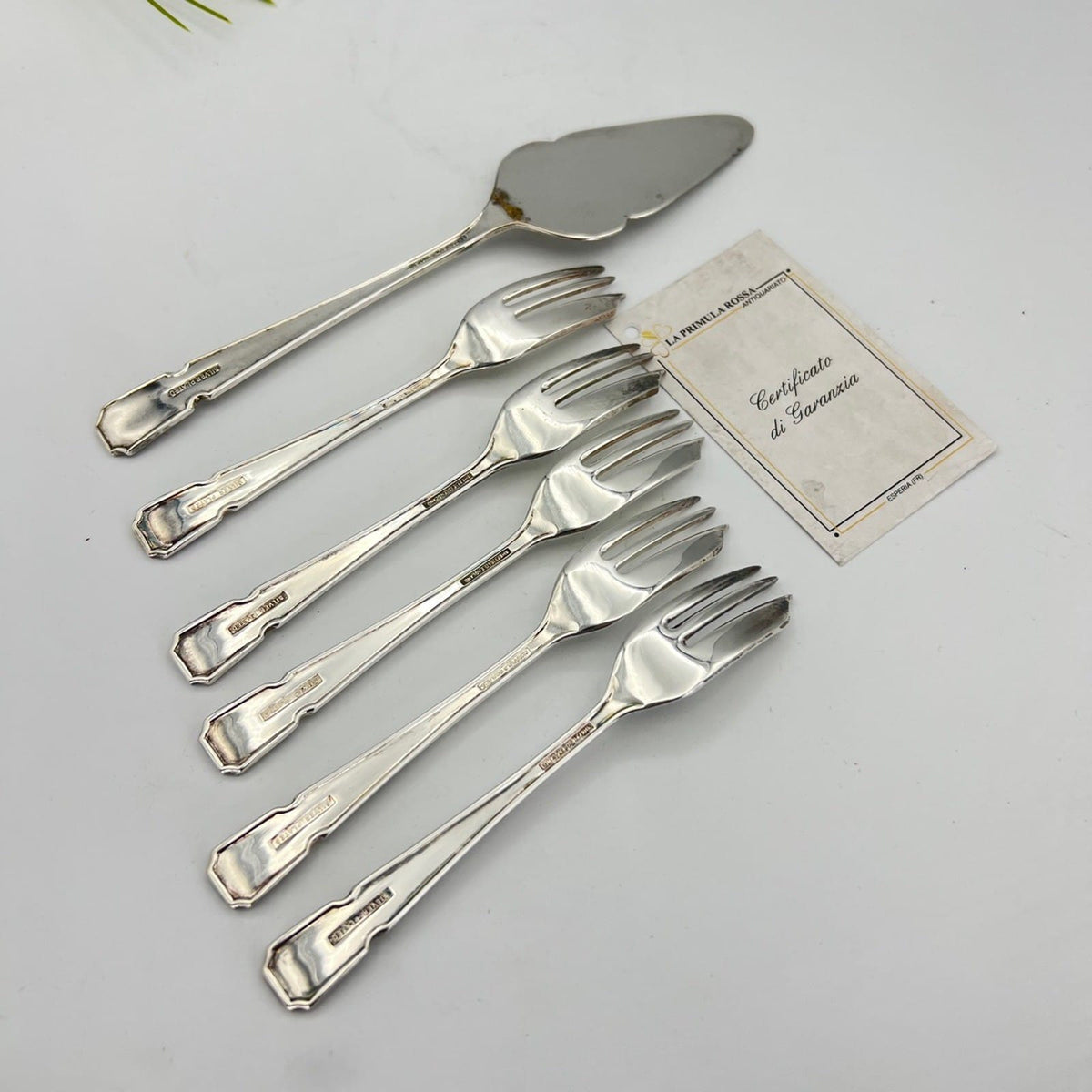 Antico Set servizio di forchettine dolce in Argento silver plated e Paletta Categoria  Sheffield & Argento