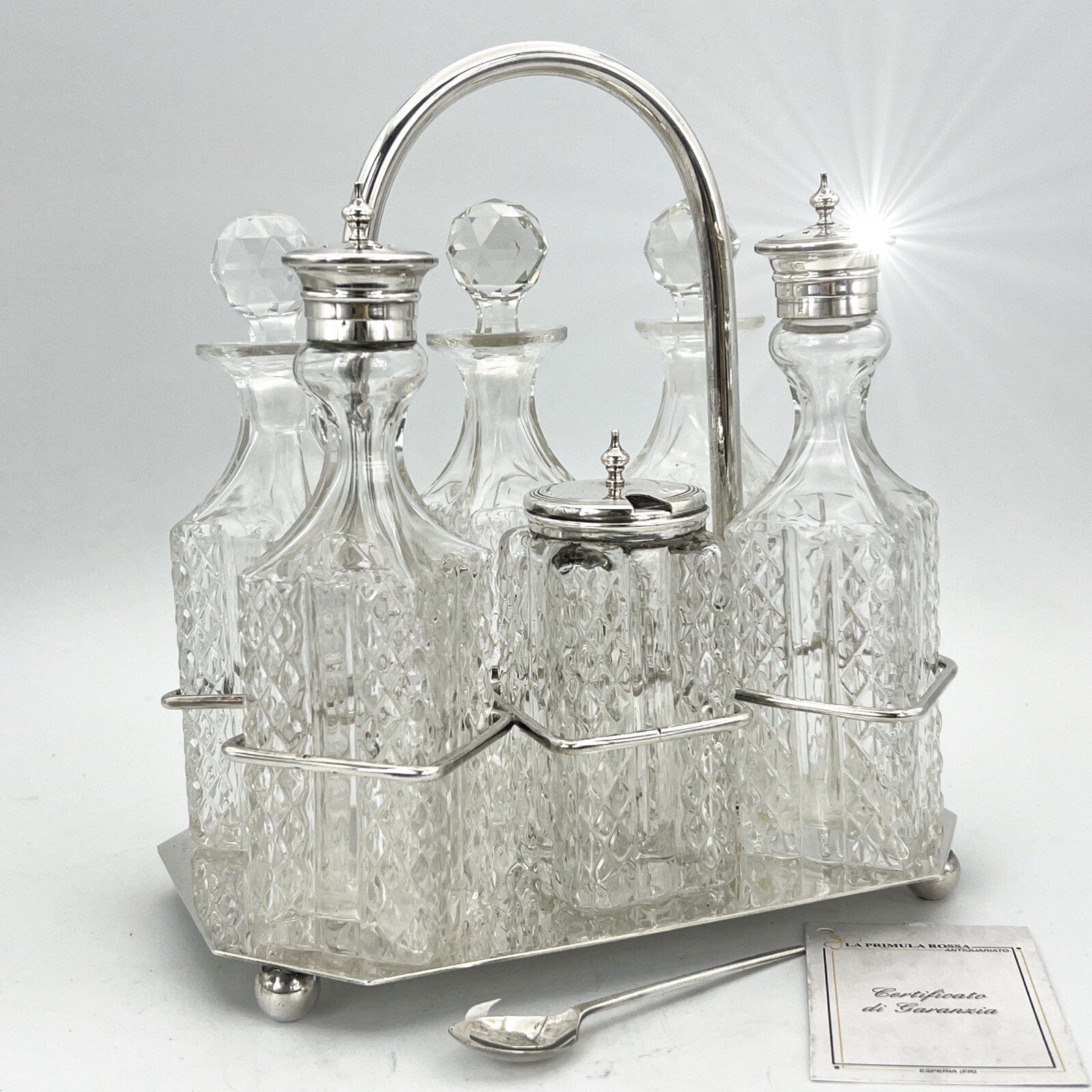 Antico Silver Condiment set condimento in argento sheffield plated olio aceto Categoria  Sheffield & Argento
