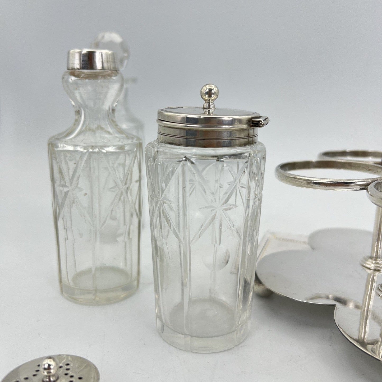 Antico Silver Condiment set condimento in argento sheffield plated olio aceto Categoria  Sheffield & Argento