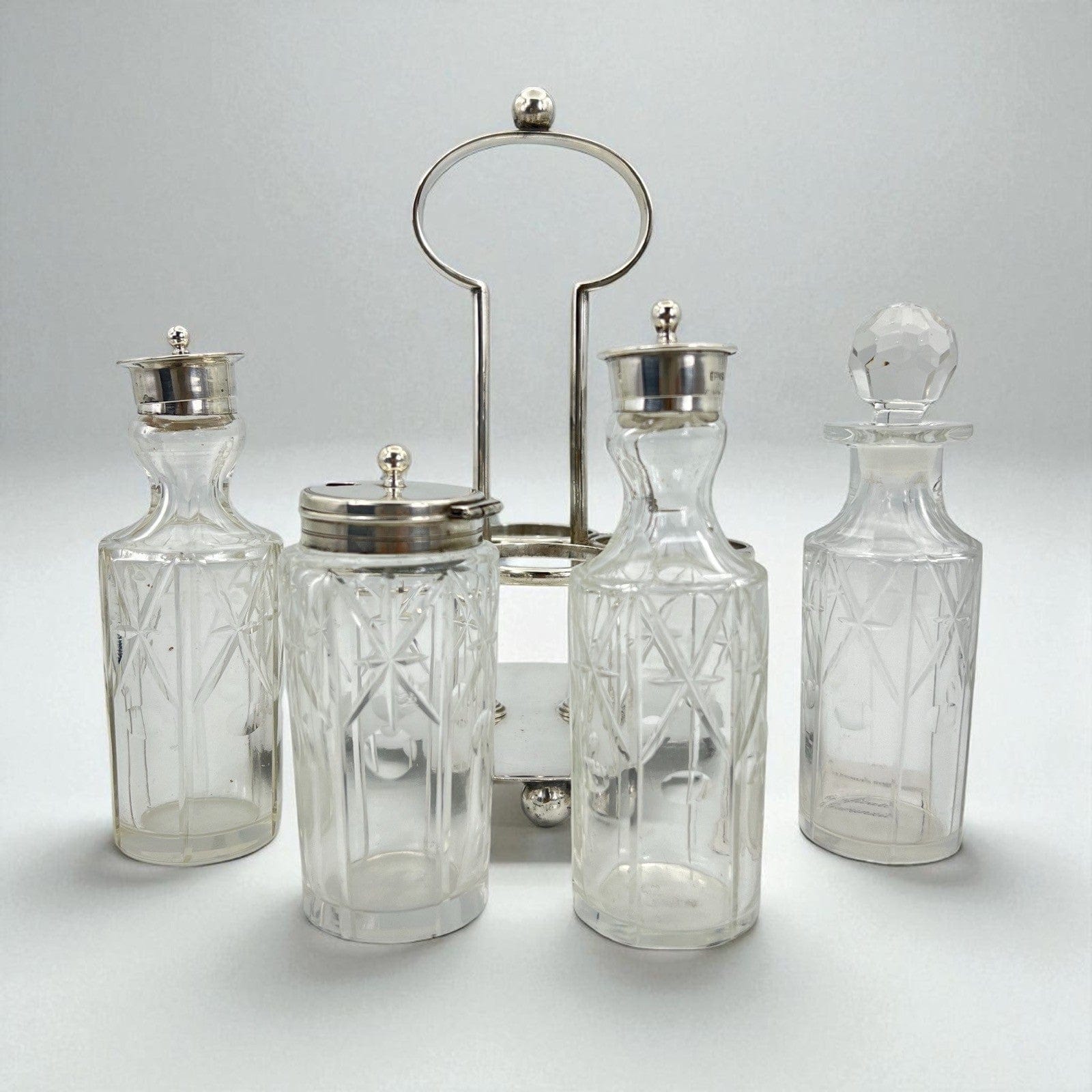 Antico Silver Condiment set condimento in argento sheffield plated olio aceto Categoria  Sheffield & Argento