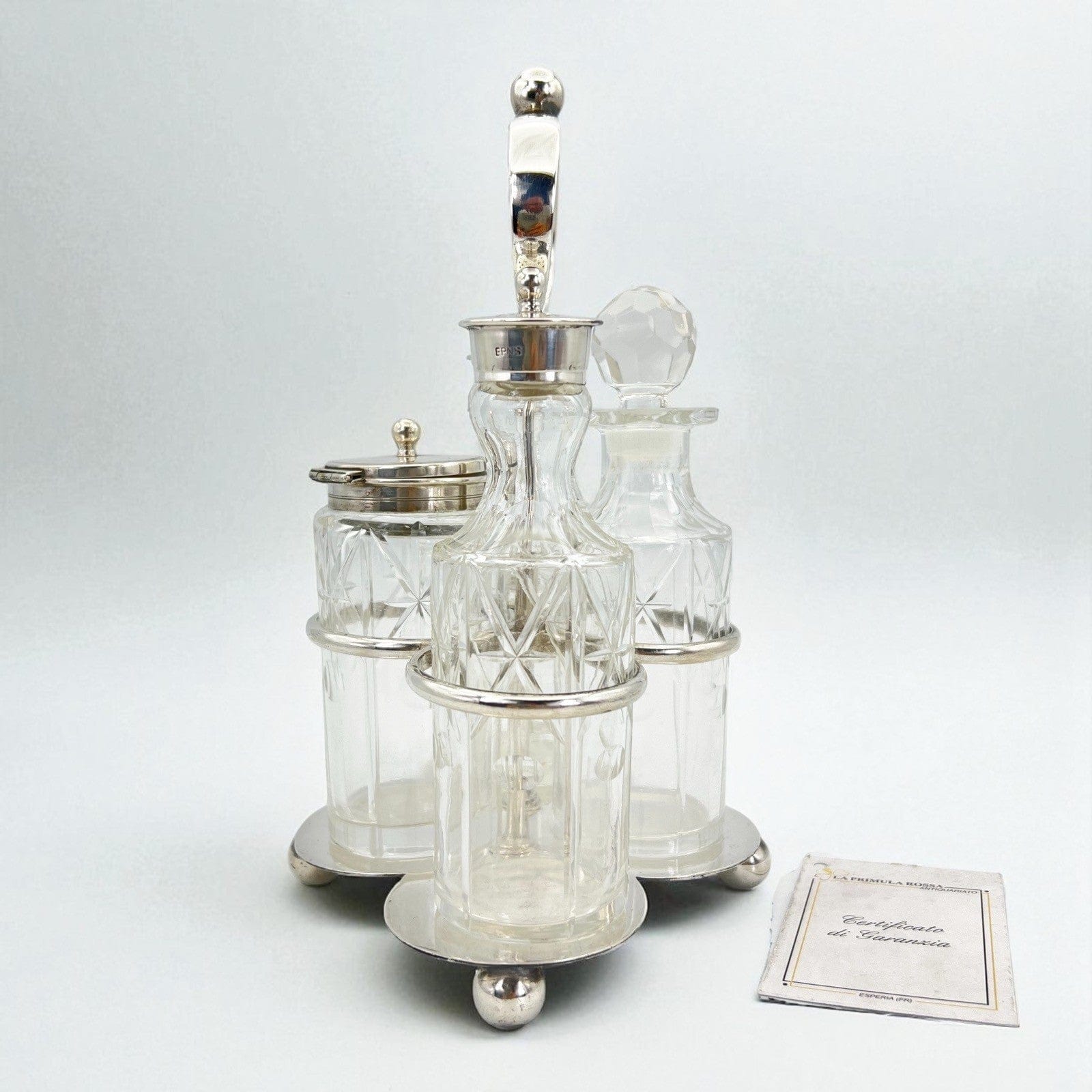 Antico Silver Condiment set condimento in argento sheffield plated olio aceto Categoria  Sheffield & Argento