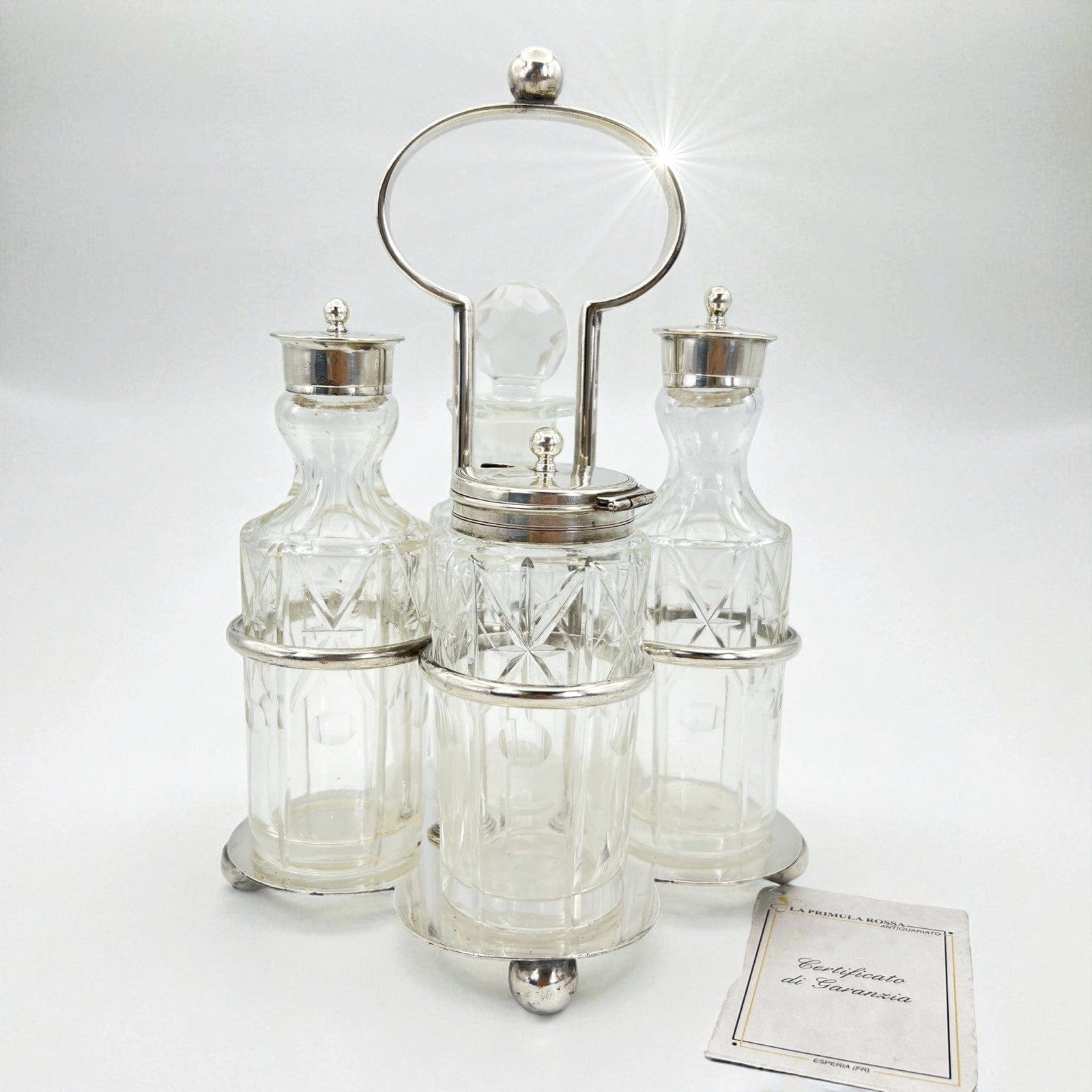 Antico Silver Condiment set condimento in argento sheffield plated olio aceto Categoria  Sheffield & Argento