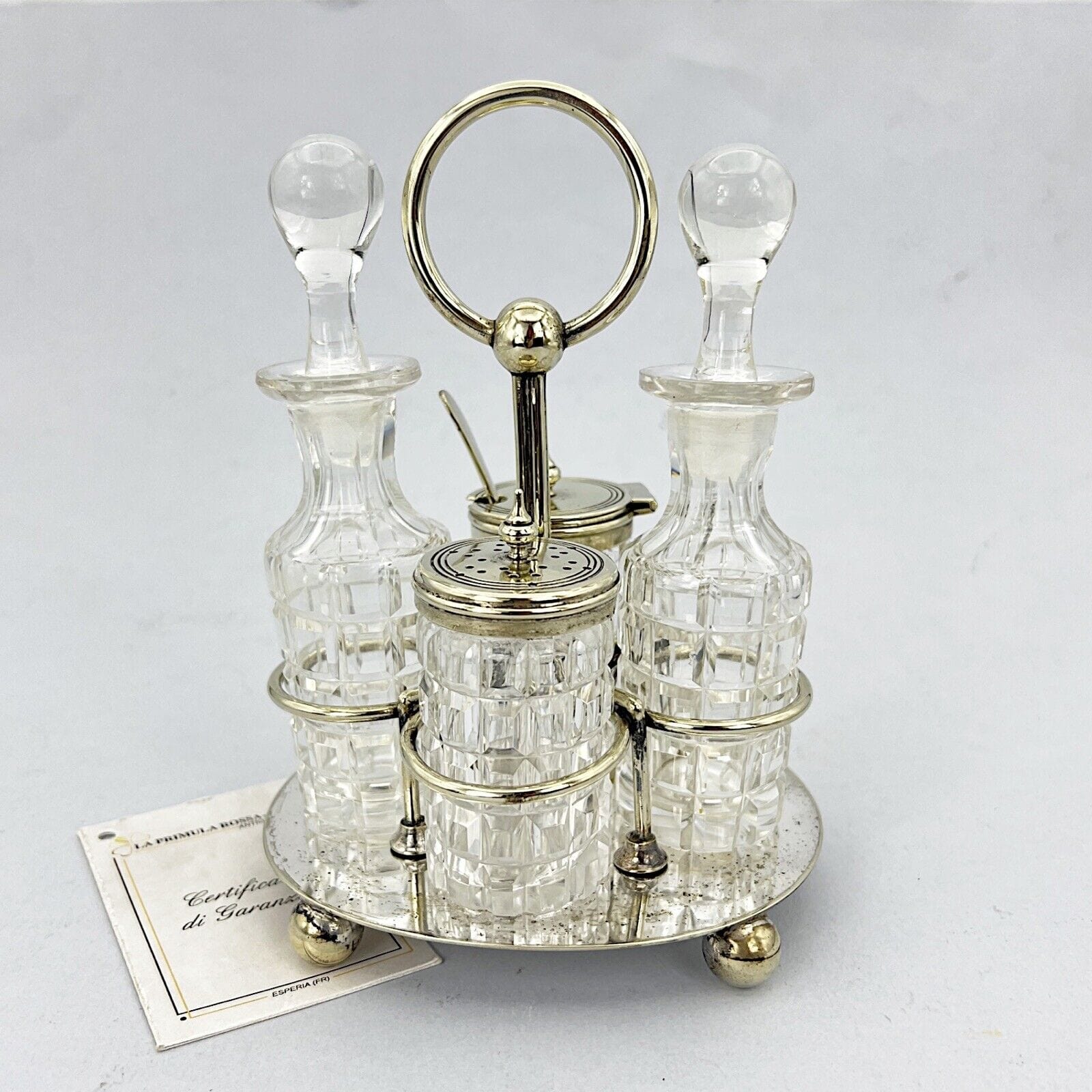 Antico Silver Condiment set condimento in argento sheffield plated olio aceto Categoria  Sheffield & Argento