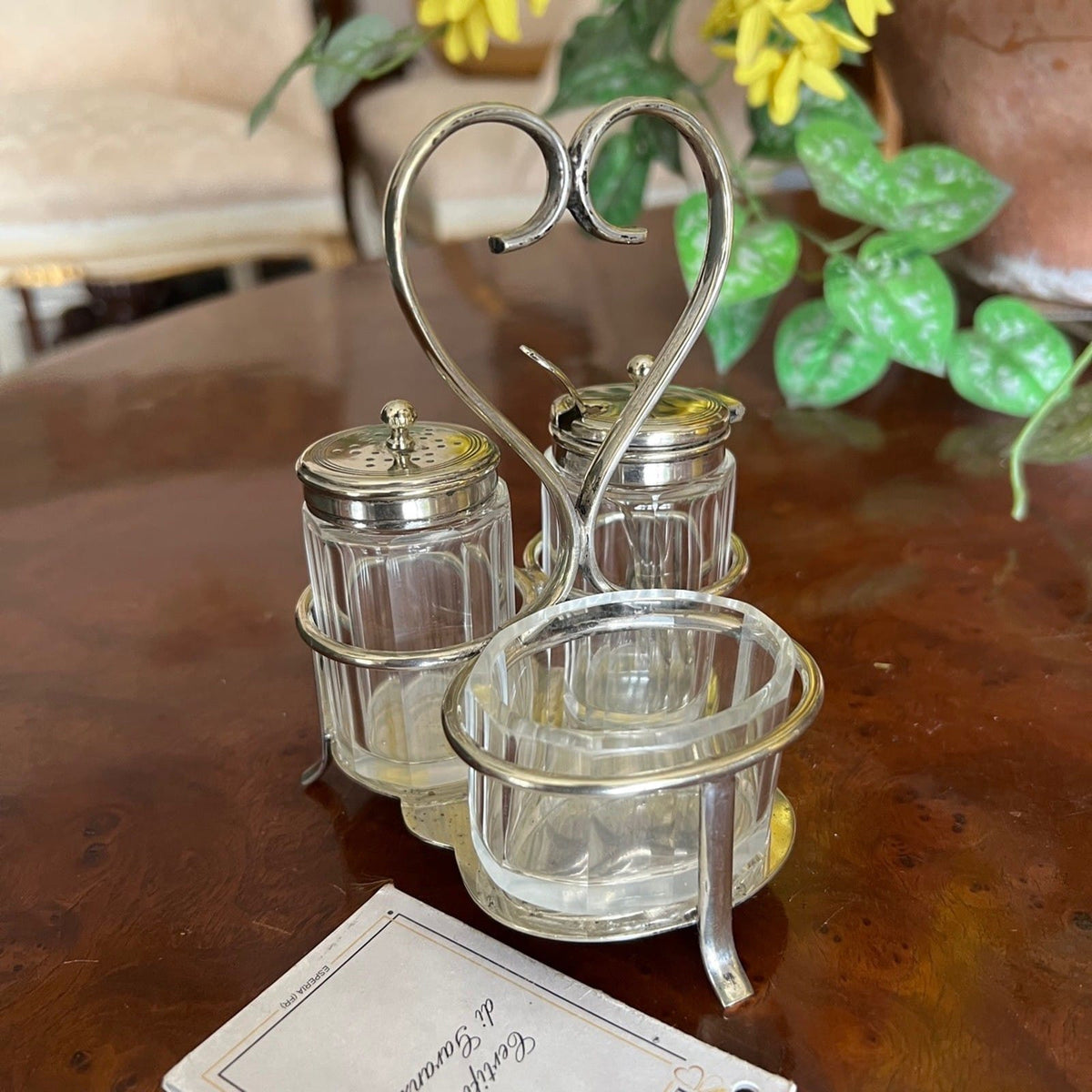 Antico Silver Condiment Set condimento in Argento Sheffield plated olio e aceto Categoria  Sheffield & Argento