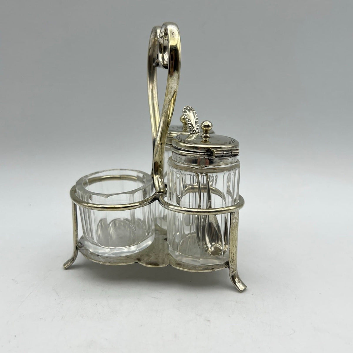 Antico Silver Condiment Set condimento in Argento Sheffield plated olio e aceto Categoria  Sheffield & Argento