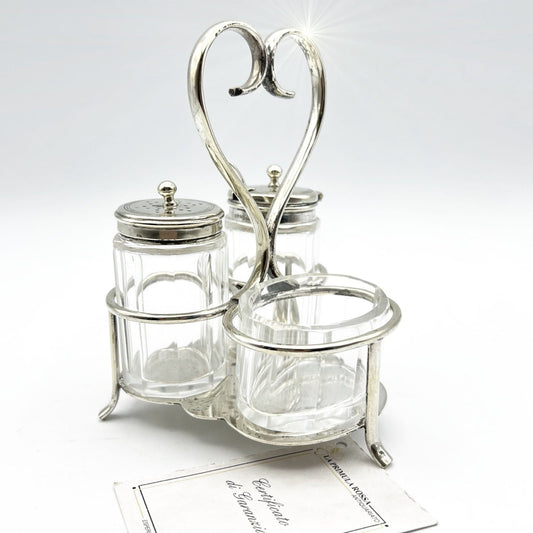Antico Silver Condiment Set condimento in Argento Sheffield plated olio e aceto Categoria  Sheffield & Argento