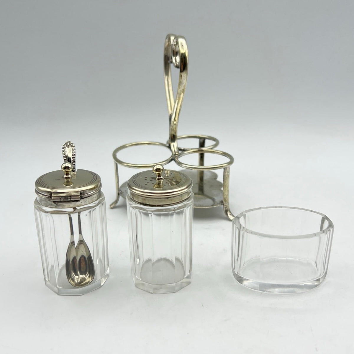Antico Silver Condiment Set condimento in Argento Sheffield plated olio e aceto Categoria  Sheffield & Argento
