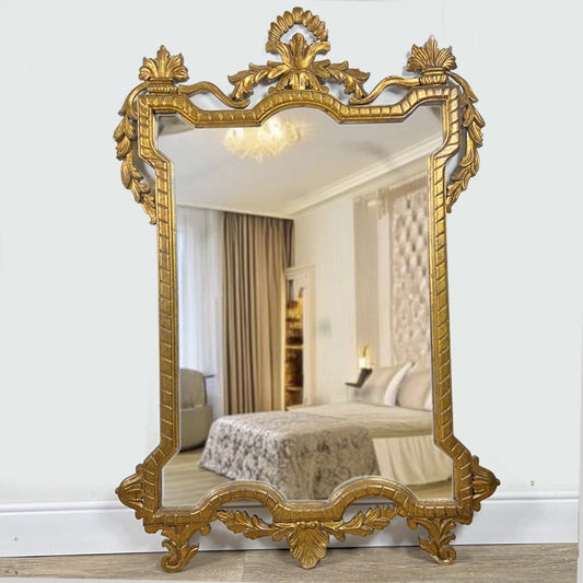 Antico specchio con cornice in legno dorata stile Luigi XVI grande specchiera Categoria  Specchi e Cornici