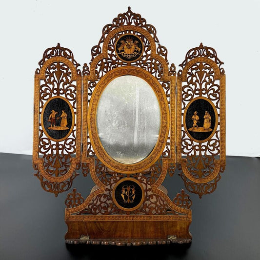 Antico specchio Sorrentino da tavolo in legno Specchiera d' epoca 800 Sorrento Categoria  Complementi d'arredo