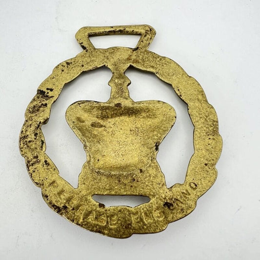 Antico Stemma Corona Reale Inglese fregio decoro in ottone bronzo medaglia 900 Categoria  Finimenti per cavalli