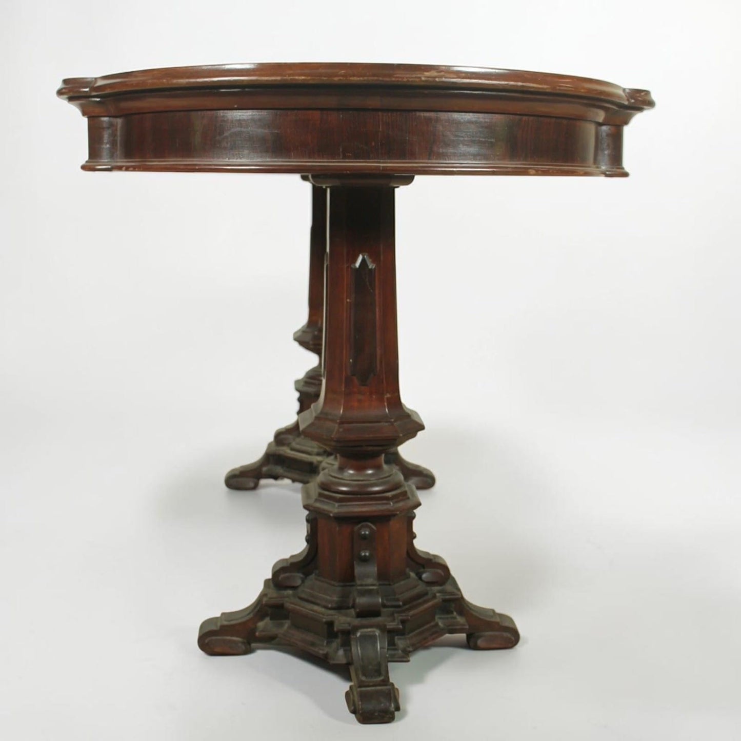 Antico Tavolo Rettangolare in legno di mogano epoca 800 Mobile doppia colonna Categoria  Tavoli - tavolinetti