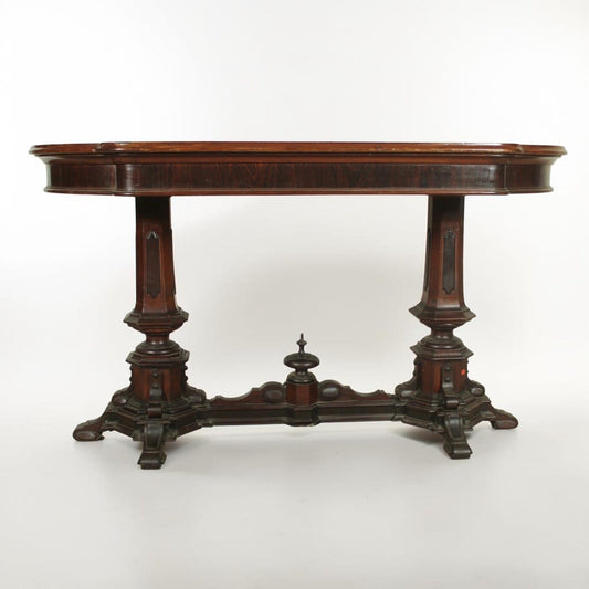 Antico Tavolo Rettangolare in legno di mogano epoca 800 Mobile doppia colonna Categoria  Tavoli - tavolinetti