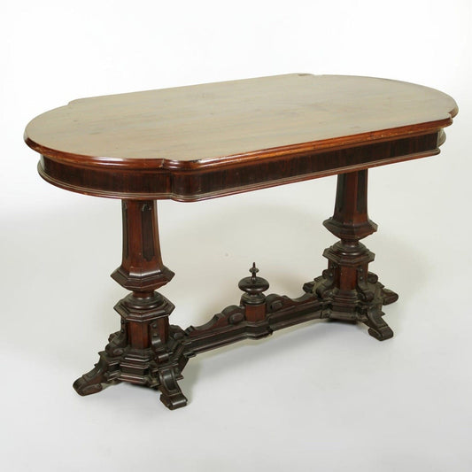 Antico Tavolo Rettangolare in legno di mogano epoca 800 Mobile doppia colonna Categoria  Tavoli - tavolinetti