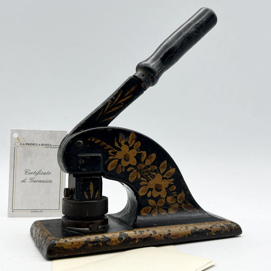 Antico timbro a secco inglese in ferro ghisa vecchia pressa da tavolo d'epoca Categoria  Vari