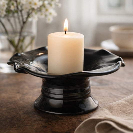 Antico vasetto vaso ciotola portafiori Alzatina Portcandela in terracotta nero Categoria  Vasi e Portafiori