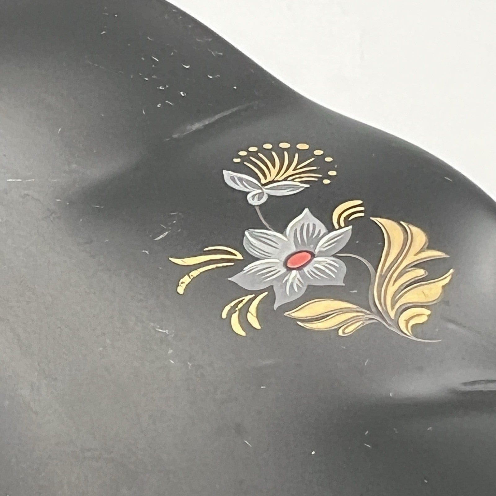 Antico vasetto vaso ciotola portafiori Alzatina Portcandela in vetro nero Categoria  Vasi e Portafiori